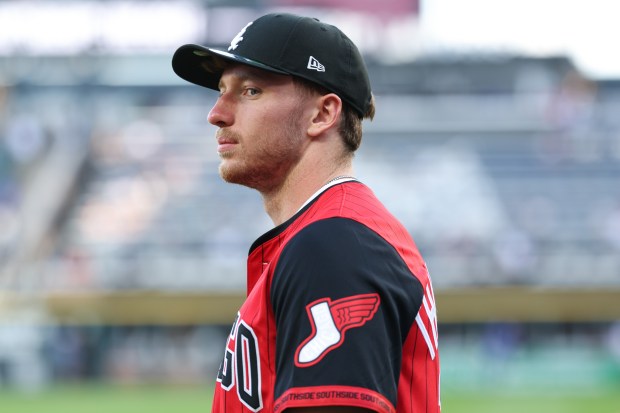 Chicago Bears first round draft pick Dillon Thieneman attends a White Sox-Dodgers game at Rate Field on June 12, 2026, in Chicago. (John J. Kim/Chicago Tribune)
