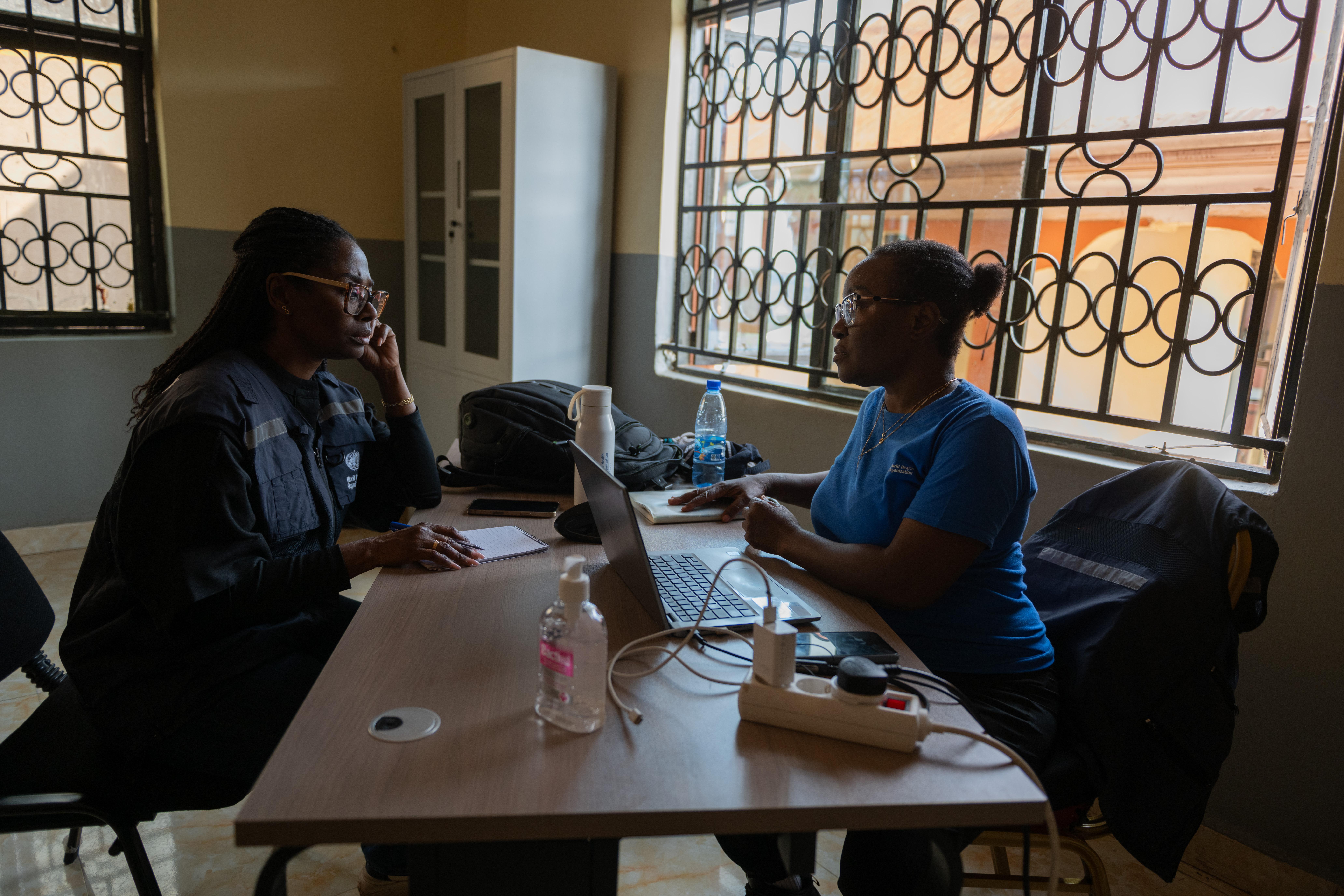 Dr. Marie-Roseline Darnycka Belizaire, left, Regional Emergency Director for Africa...