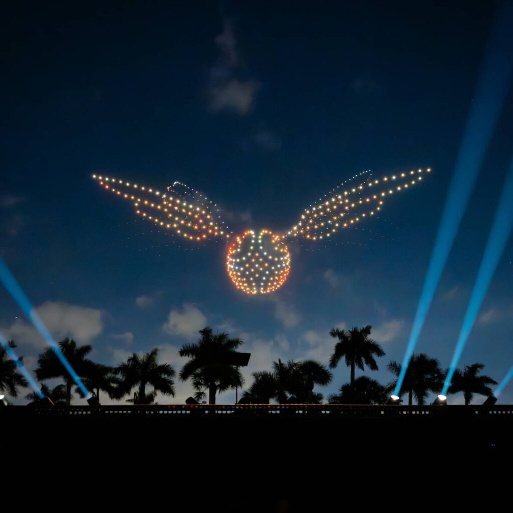 This magnificent drone show brings Harry Potter to the skies at Uniqlo Field at Dodger Stadium this summer featuring Audible Listening Tents