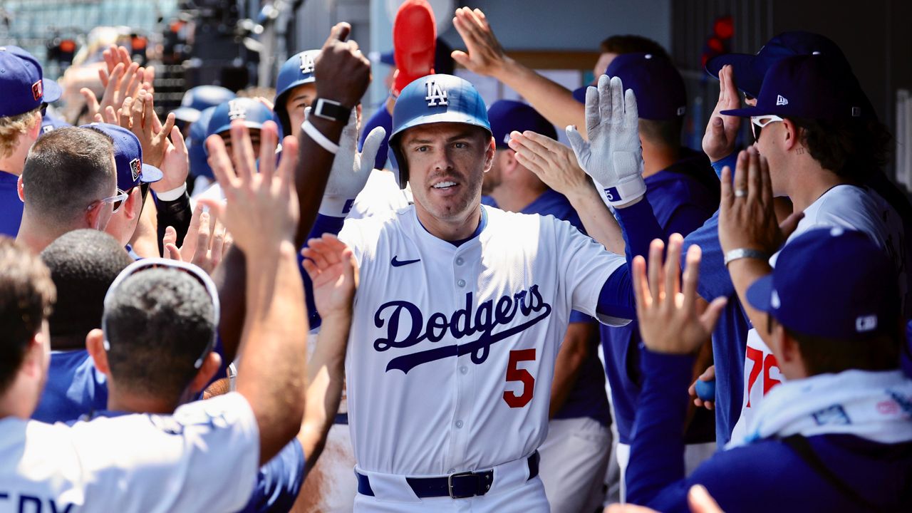 Freddie Freeman homered in Wednesday's game. (AP Photo/Kevork Djansezian)
