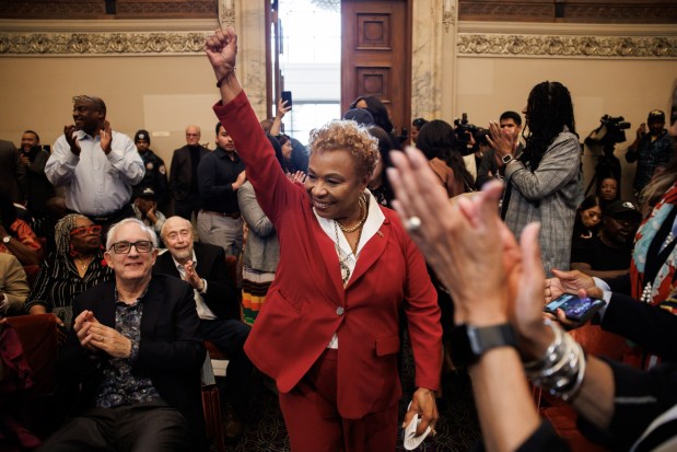 Newly elected Oakland Mayor Barbara Lee arrives at her swearing-in ceremony at City Hall in Oakland, Calif., on Tuesday, May 20, 2025. (Dai Sugano/Bay Area News Group)