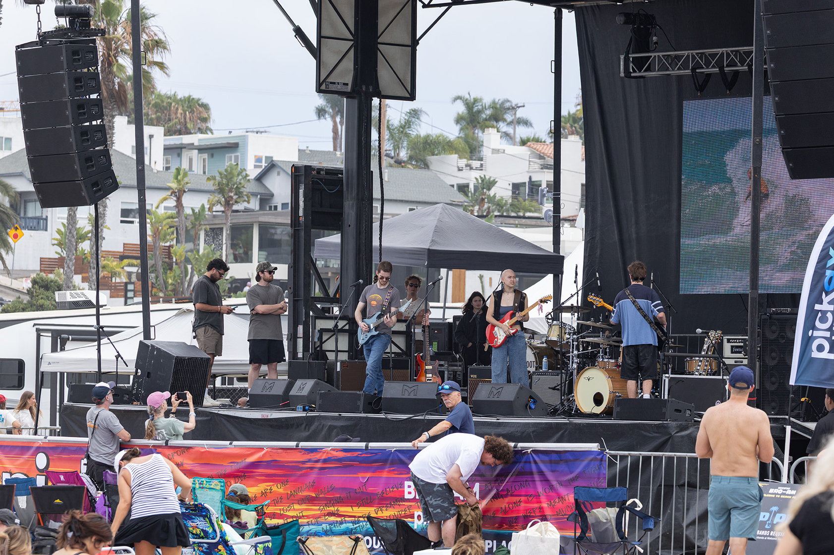 Setting up for the first band performance at the BRO-AM...