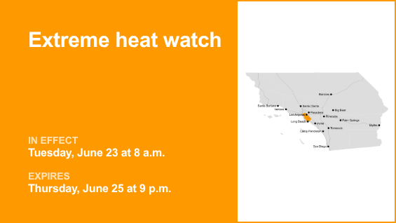 Extreme heat watch in place for Los Angeles County Inland Coast including Downtown Los Angeles from Tuesday to Thursday – San Gabriel Valley Tribune