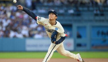 Los Angeles Dodgers erupt for nine-run first as Yoshinobu Yamamoto dominates over eight innings in rout of Los Angeles Angels