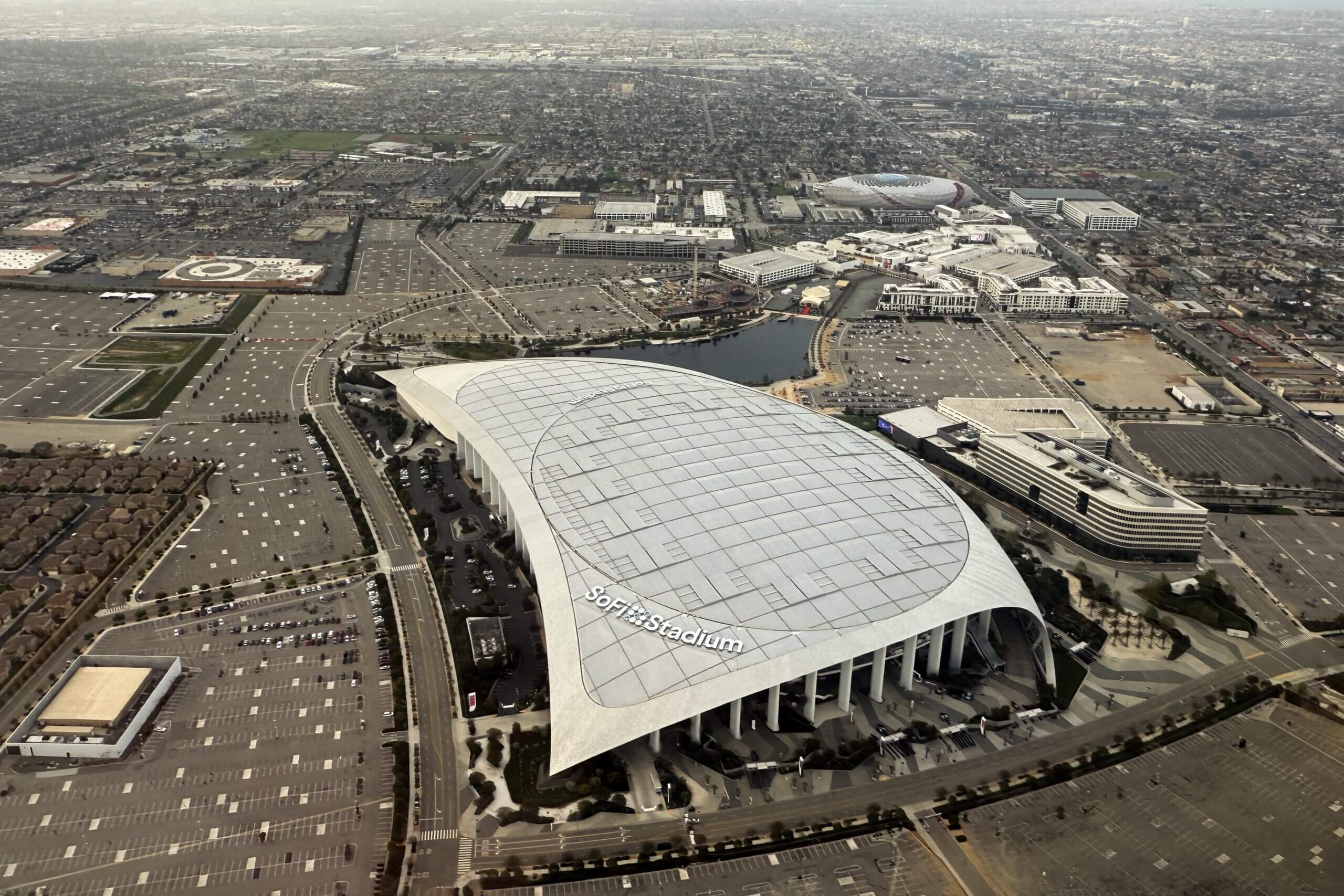An aerial view of SoFi Stadium, World Cup venue