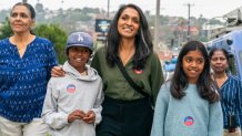 Nithya Raman, Los Angeles city council member and Democratic mayoral candidate, departs after casting her ballot at a polling location inside Silverlake Community Church in Los Angeles, California, US, on Tuesday, June 2, 2026. The vote tabulation generally takes days to complete in California elections, because a mail-in ballot is valid as long as it was postmarked on Election Day and received no later than seven days after the election. Photographer: Kyle Grillot/Bloomberg via Getty Images