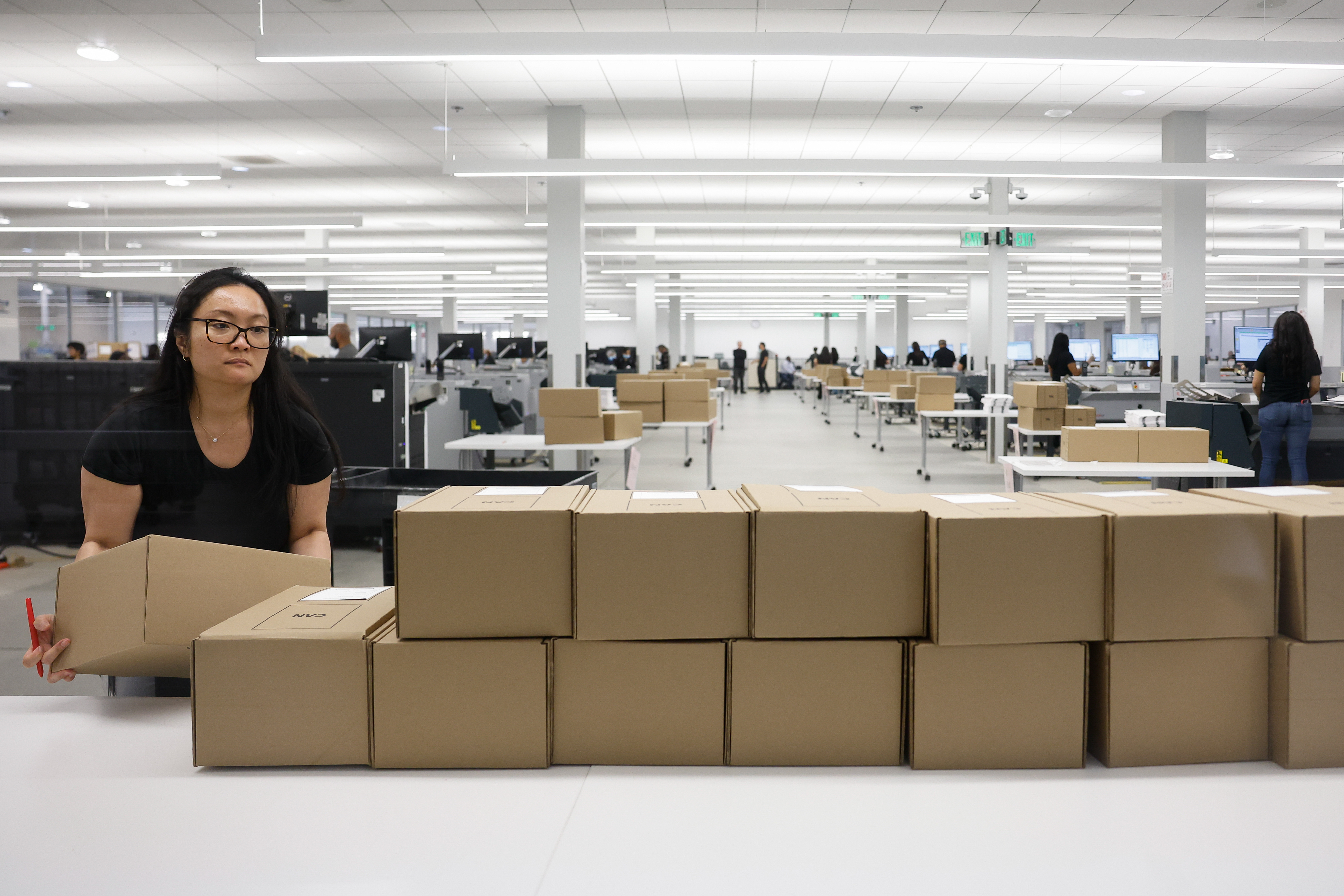 A Los Angeles County election worker processes ballots at the Los Angeles County Ballot Processing Center in City of Industry, California, US, on Tuesday, June 2, 2026.