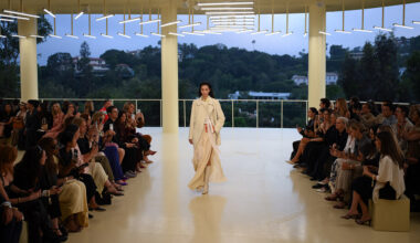 A model walks the runway during The Second Chapter of Hermes Women's Ready-to-Wear Fall-Winter 2026 fashion show at Hotel Bel-Air in Los Angeles on June 4, 2026.