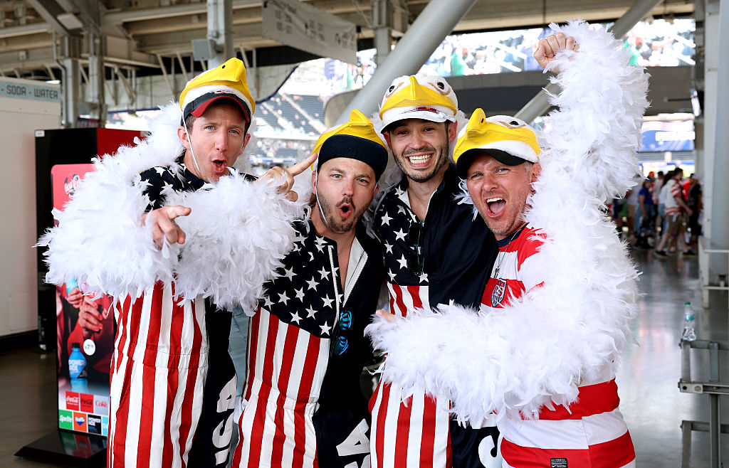 LOS ANGELES, CALIFORNIA – JUNE 12: Fans of USA arrive at the stadium before the FIFA World Cup 2026 Group D match between USA and Paraguay at Los Angeles Stadium on June 12, 2026 in Los Angeles, California. (Photo by Matt McNulty – FIFA/FIFA via Getty Images)