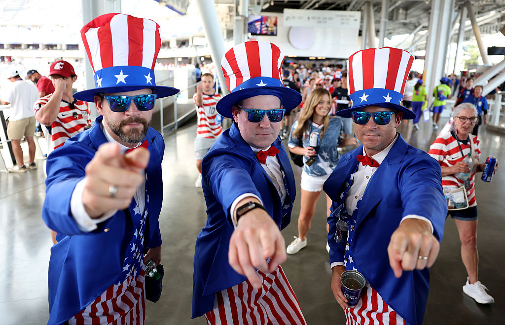 LOS ANGELES, CALIFORNIA – JUNE 12: United States fans arrive before the FIFA World Cup 2026 Group D match between USA and Paraguay at Los Angeles Stadium on June 12, 2026 in Los Angeles, California. (Photo by Matt McNulty – FIFA/FIFA via Getty Images)