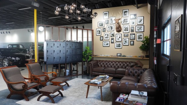 The lounge at Gillie's features touches such as a collection of diecast cars and a wall of black-and-white photos of hood ornaments. (Provided by Alysa Rodriguez)