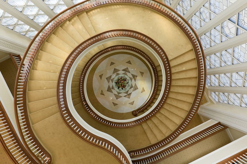 A staircase inside the San Diego California Temple.