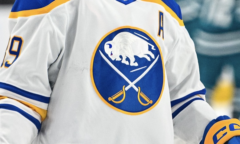 Buffalo Sabres logo against the San Jose Sharks.