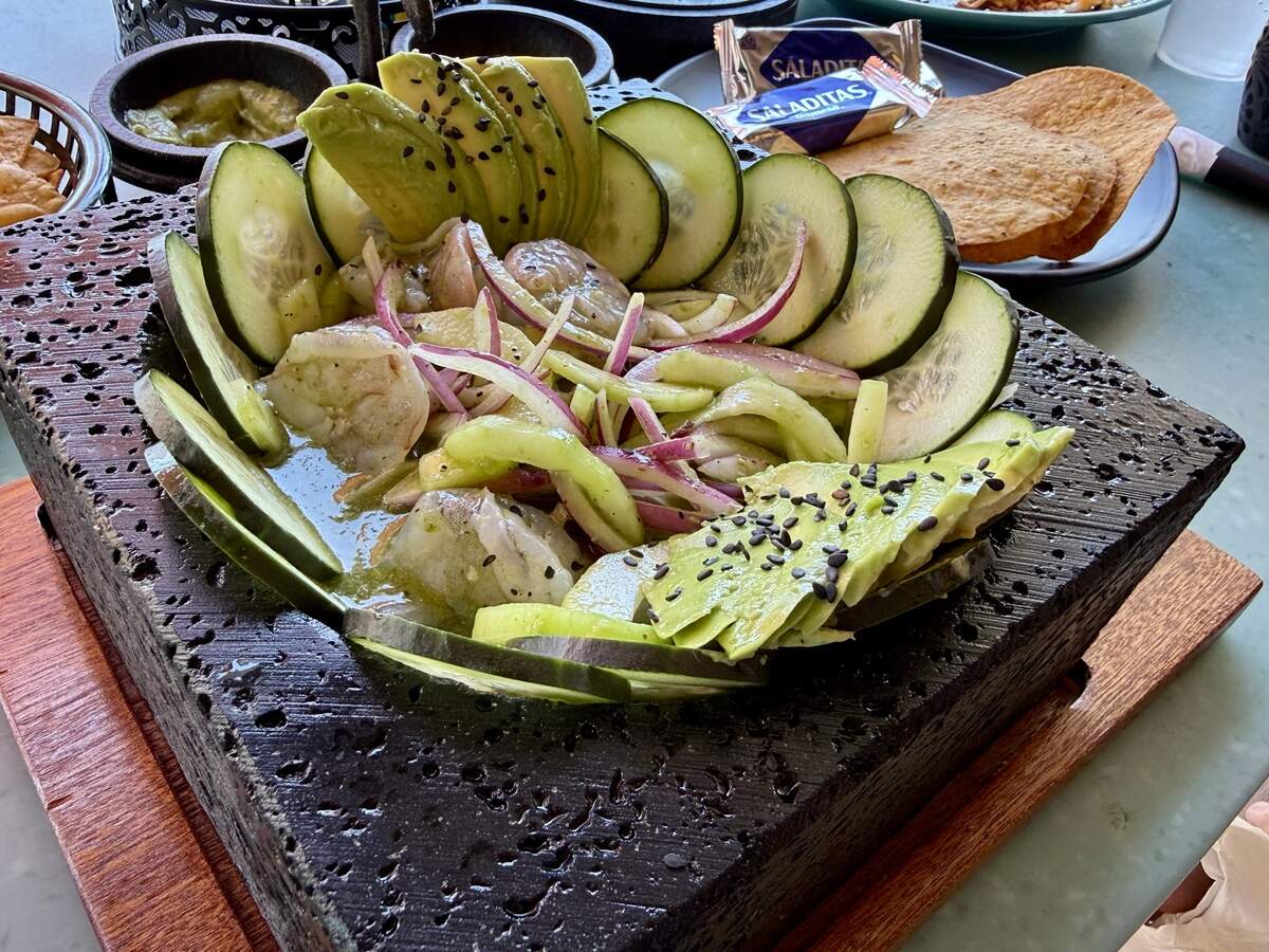 An aguachile verde made with shrimp “cooked” in lime juice is served at Vallarta Prime at 1948 Sutterville Rd. in South Land Park on Thursday, June 25, 2026.
