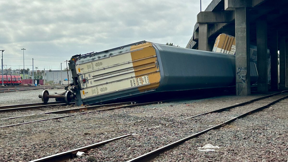 Train derailment damages Harbor Drive Bridge in East Village; closed to traffic – NBC 7 San Diego
