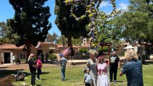 A flower covered Maypole was the centerpiece of the Swedish misummer celebration, Sunday, in Balboa Park, June 21, 2026.