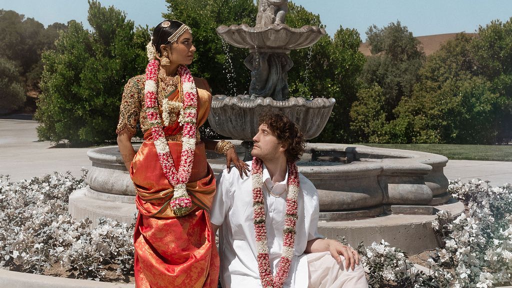 At this multicultural wedding in San Francisco, the bride wore her mother's 30-year-old bridal sari