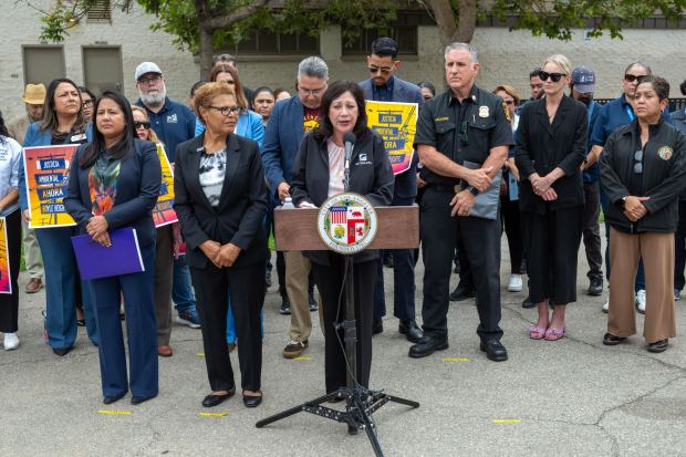 Los Angeles County Supervisor Hilda Solis speaks during a press conference regarding the Lineage cold storage warehouse fire in Boyle Heights in Los Angeles on Monday, June 29, 2026. (Photo by Hans Gutknecht, Los Angeles Daily News/SCNG)