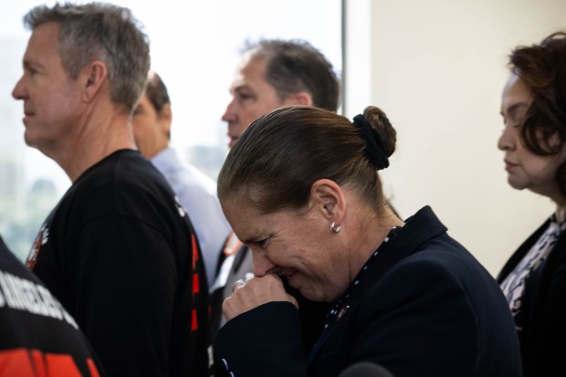 Former LAFD Fire Chief Kristin Crowley leaves the L.A. City Council chambers after loosing her appeal to get job back during Tuesday's council meeting on March 4, 2025. Mayor Karen Bass fired Crowley after the Palisades fire. (Photo by Sarah Reingewirtz, Los Angeles Daily News/SCNG)