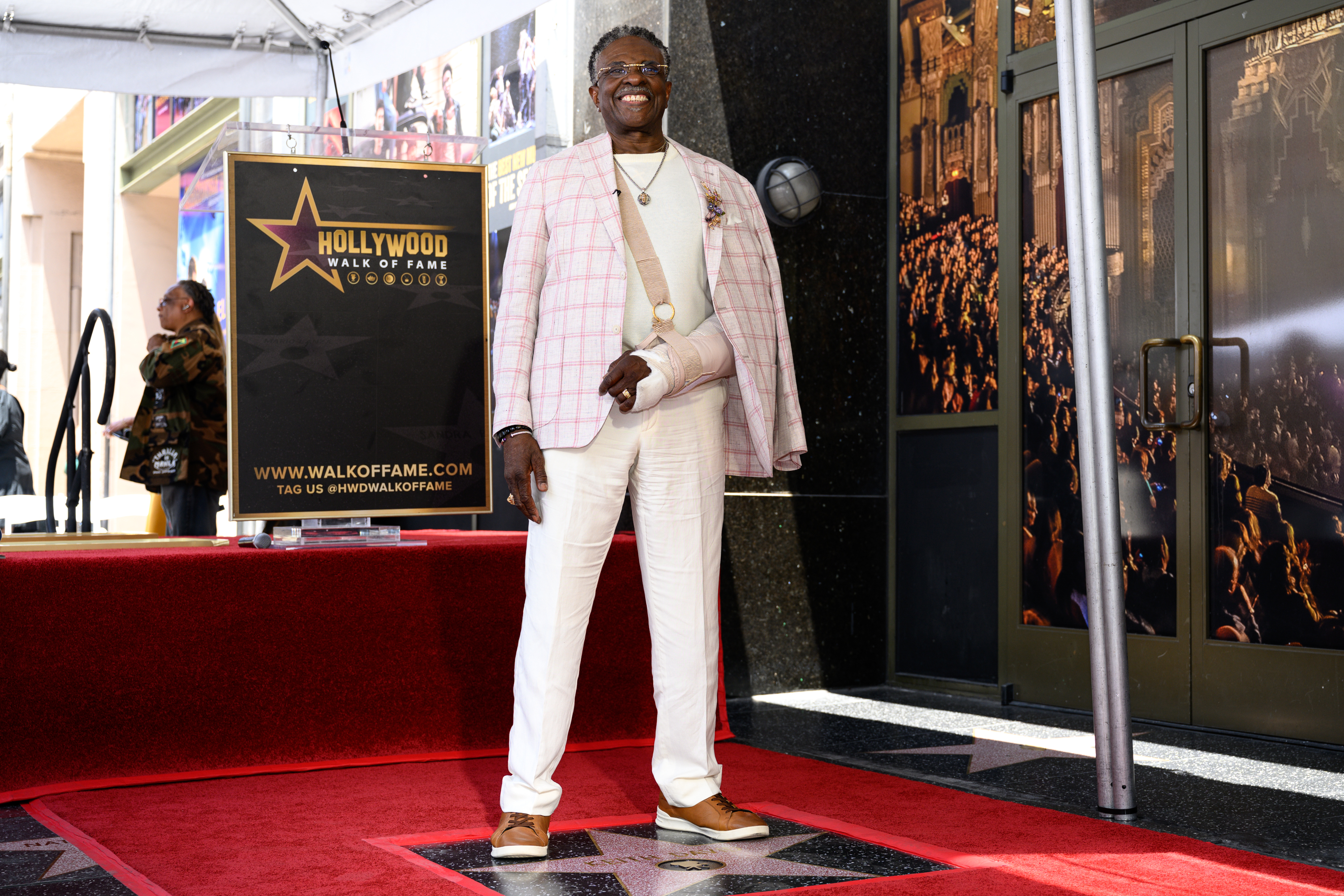 Keith David poses with his new star on the Hollywood...