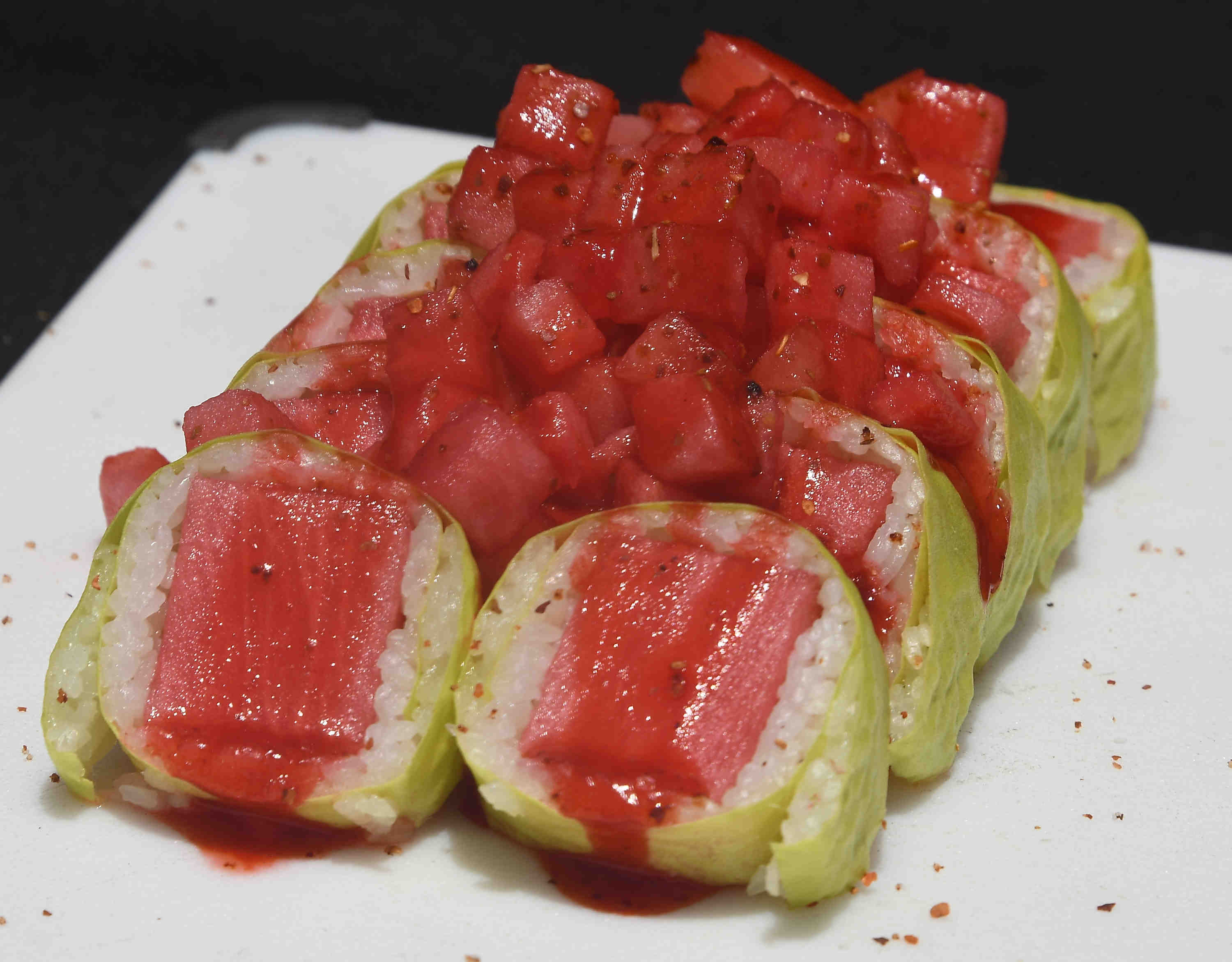 Rolling Fried serves some watermelon sushi during the California watermelon...