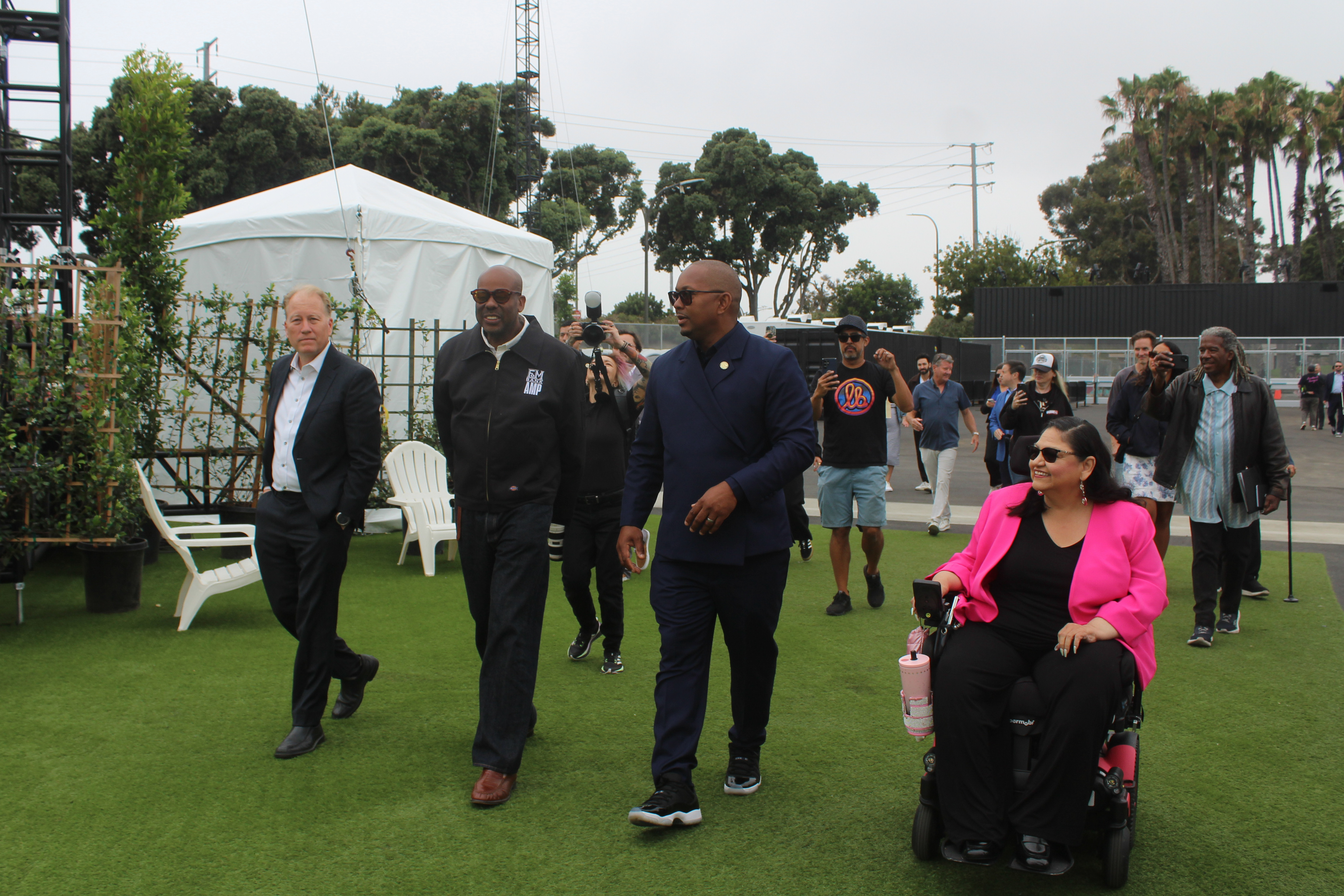 City leaders tour the F&M Bank Amphitheater of Long Beach...