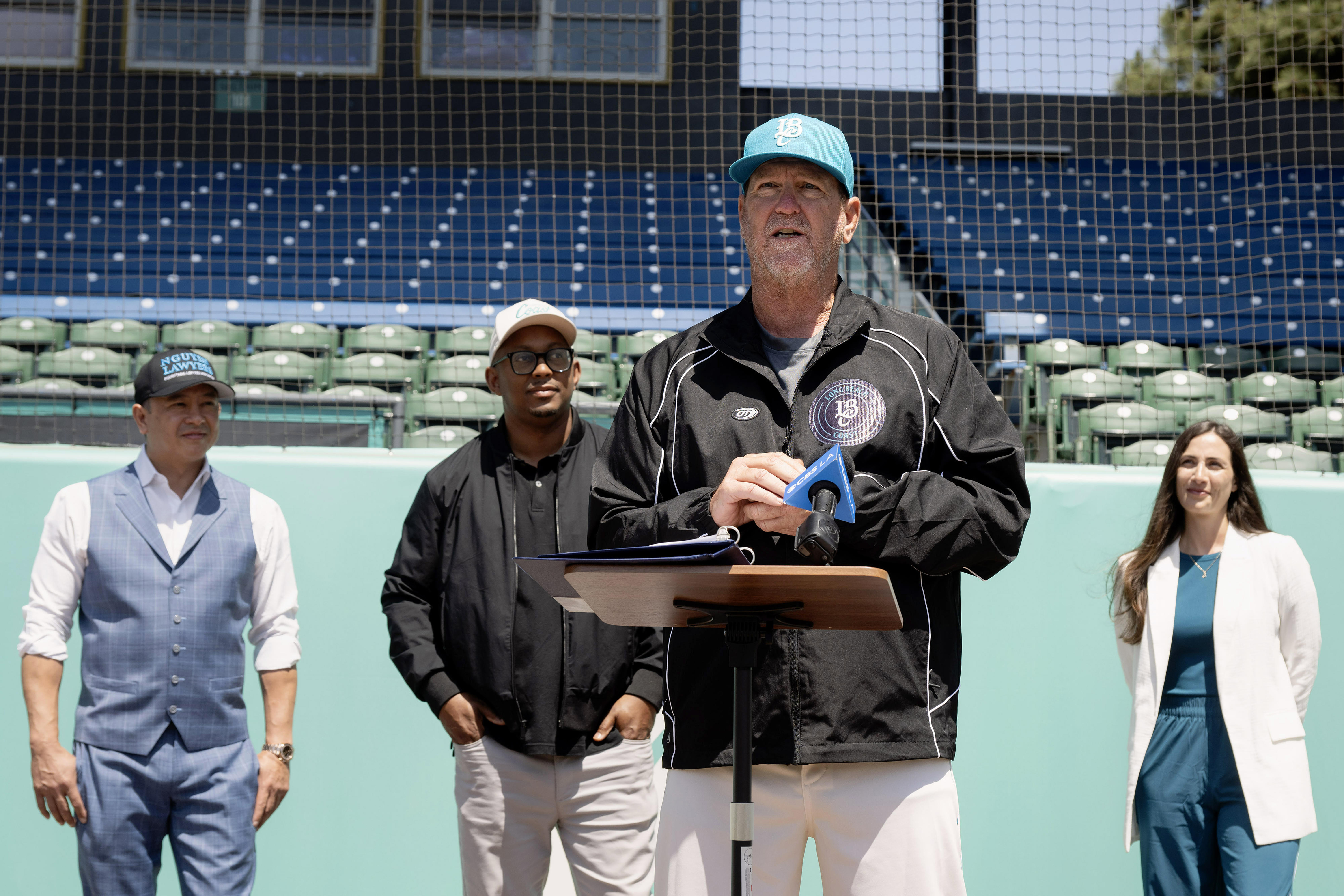 Long Beach Coast Manager Troy Percival takes questions during a...