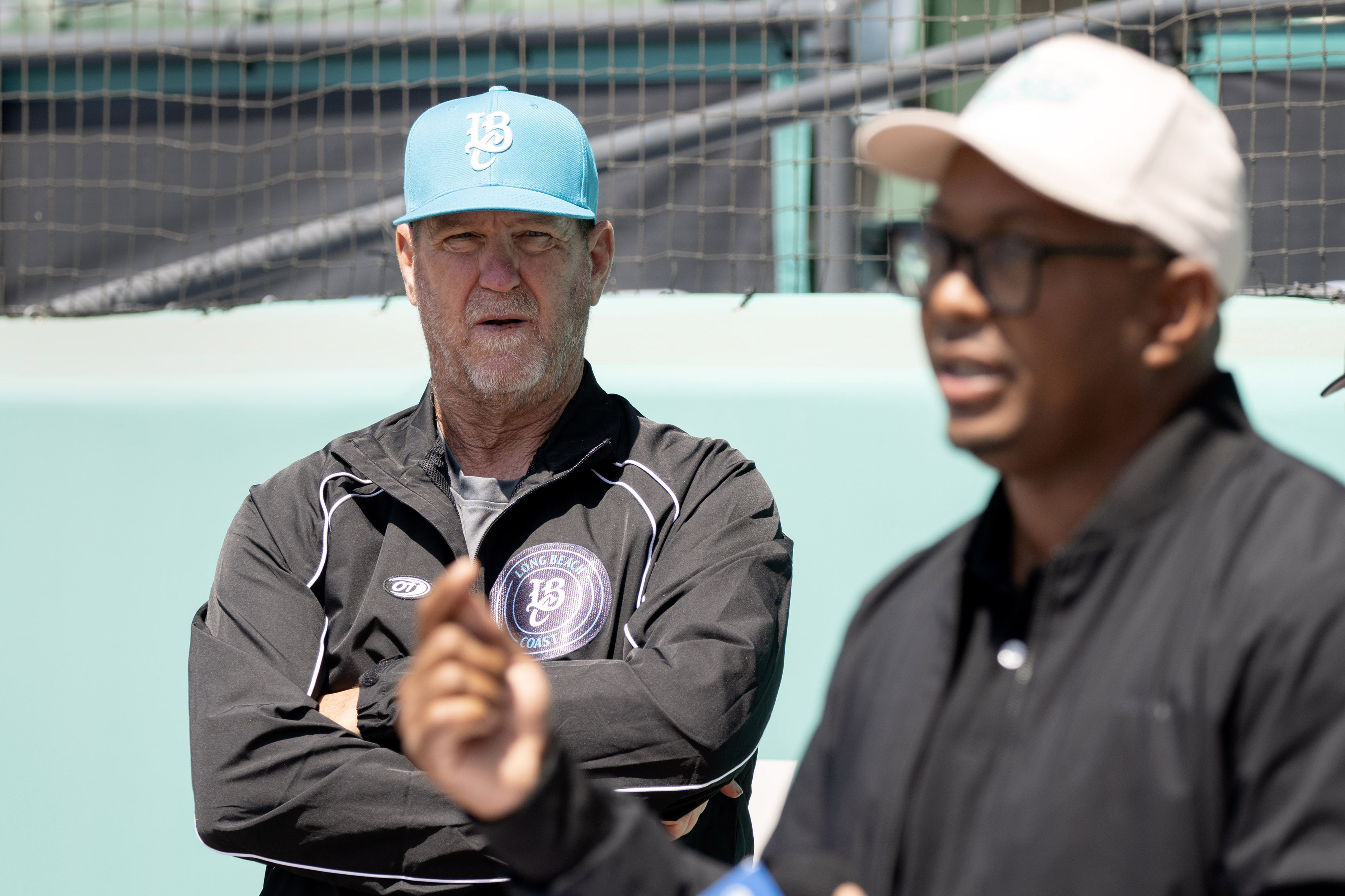 Mayor Rex Richardson, right, speaks during the Long Beach Coastâs...
