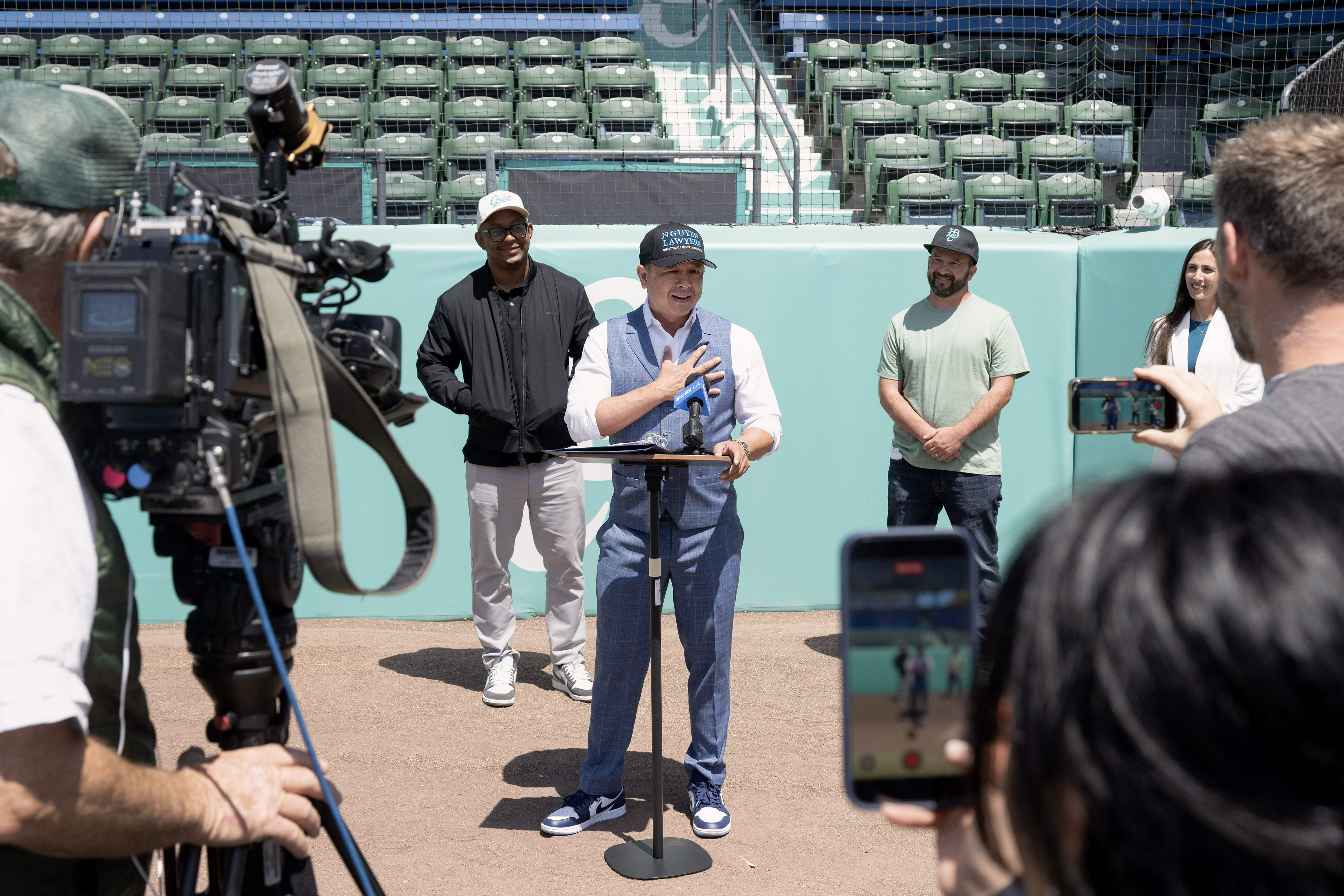 Long Beach Coast Co-Owner Minh Nguyen speaks during a season...