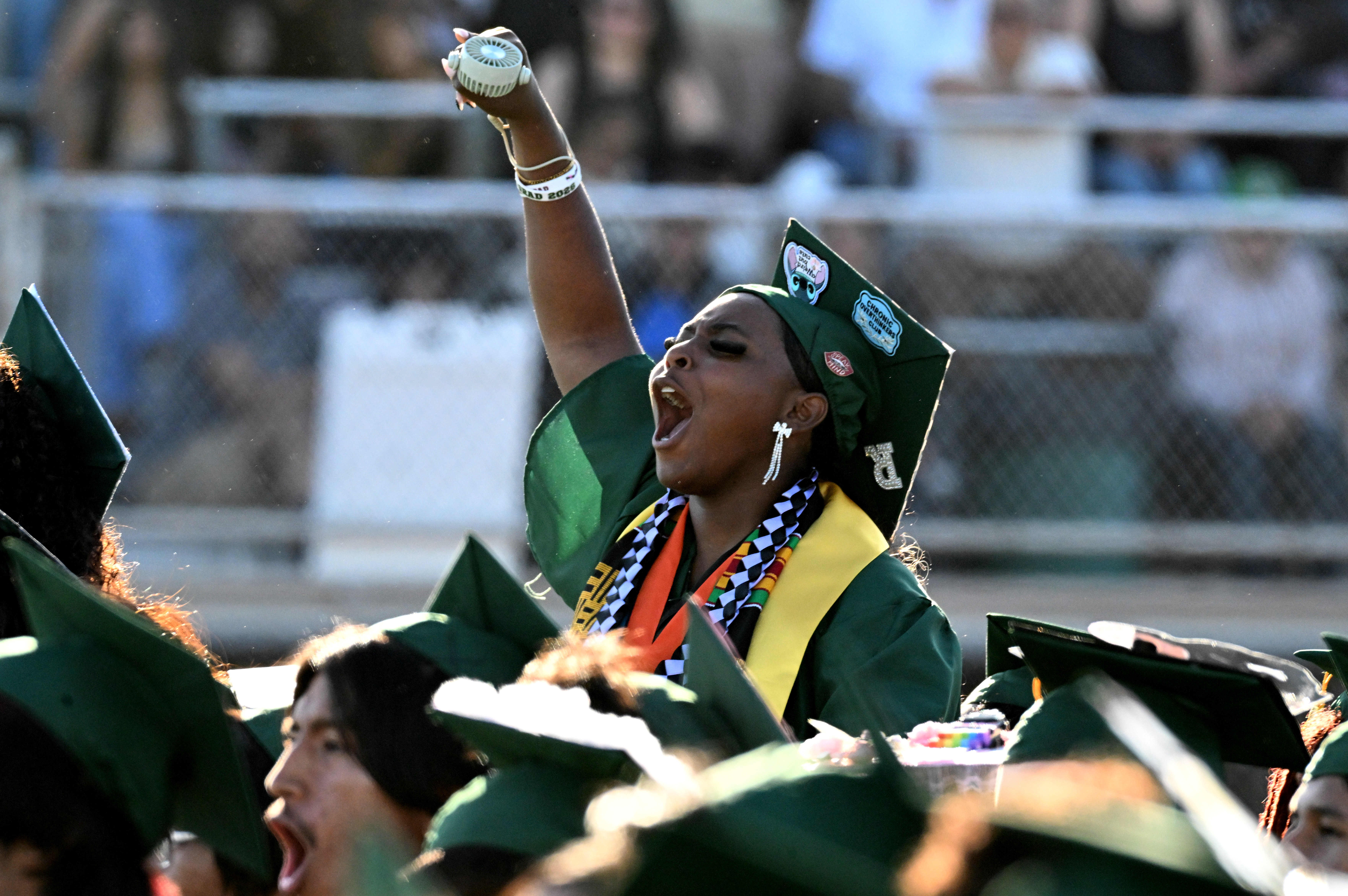 A senior cheers on her classmate during the 2026 Cabrillo...