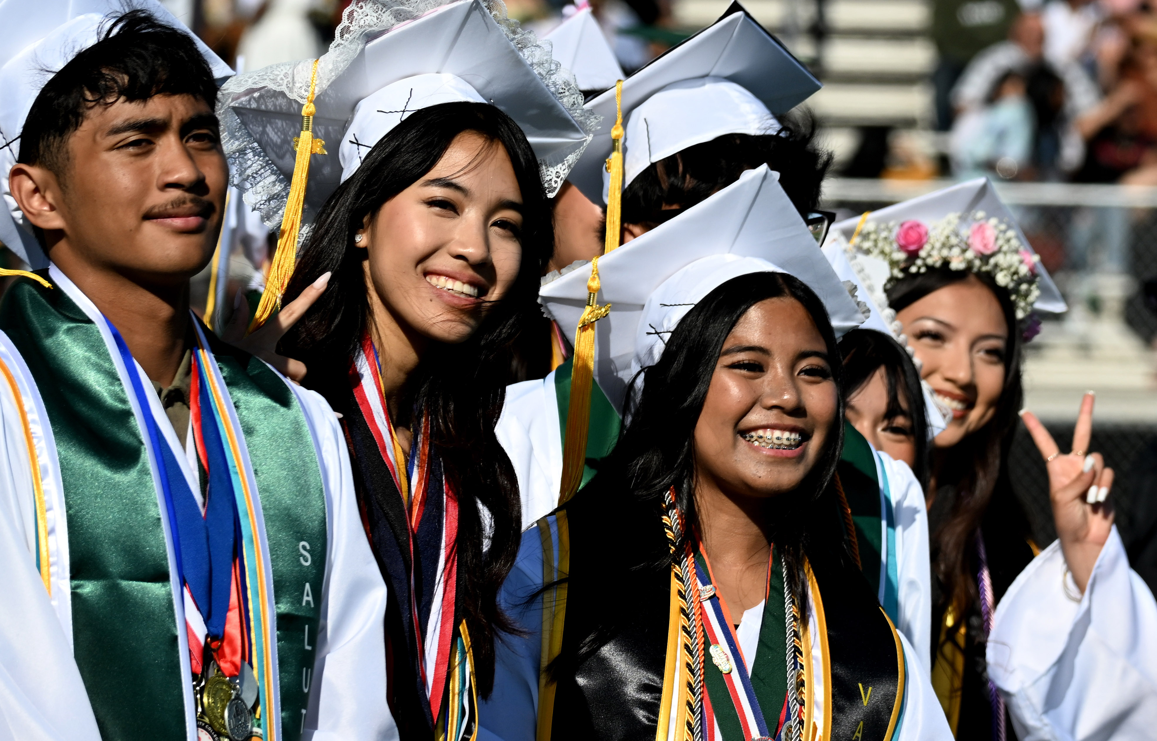 Seniors smile at their families during the 2026 Cabrillo High...