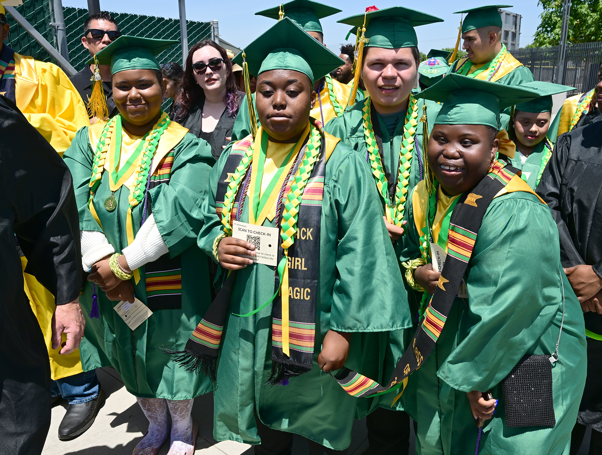Special education students line up during the Poly High School...