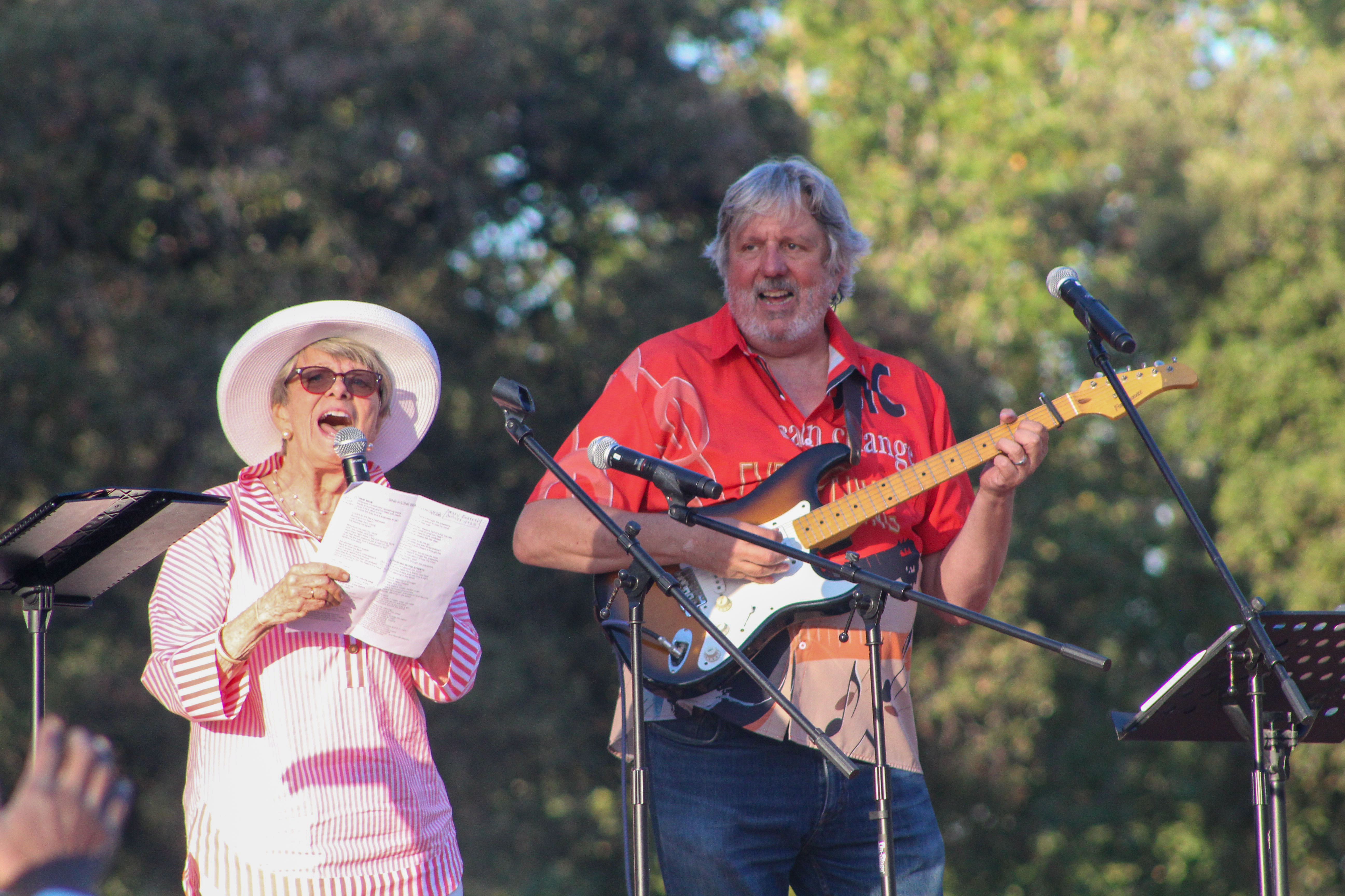 (L-R) Mary Barton, community leader and singer, and Stan DeWitt,...