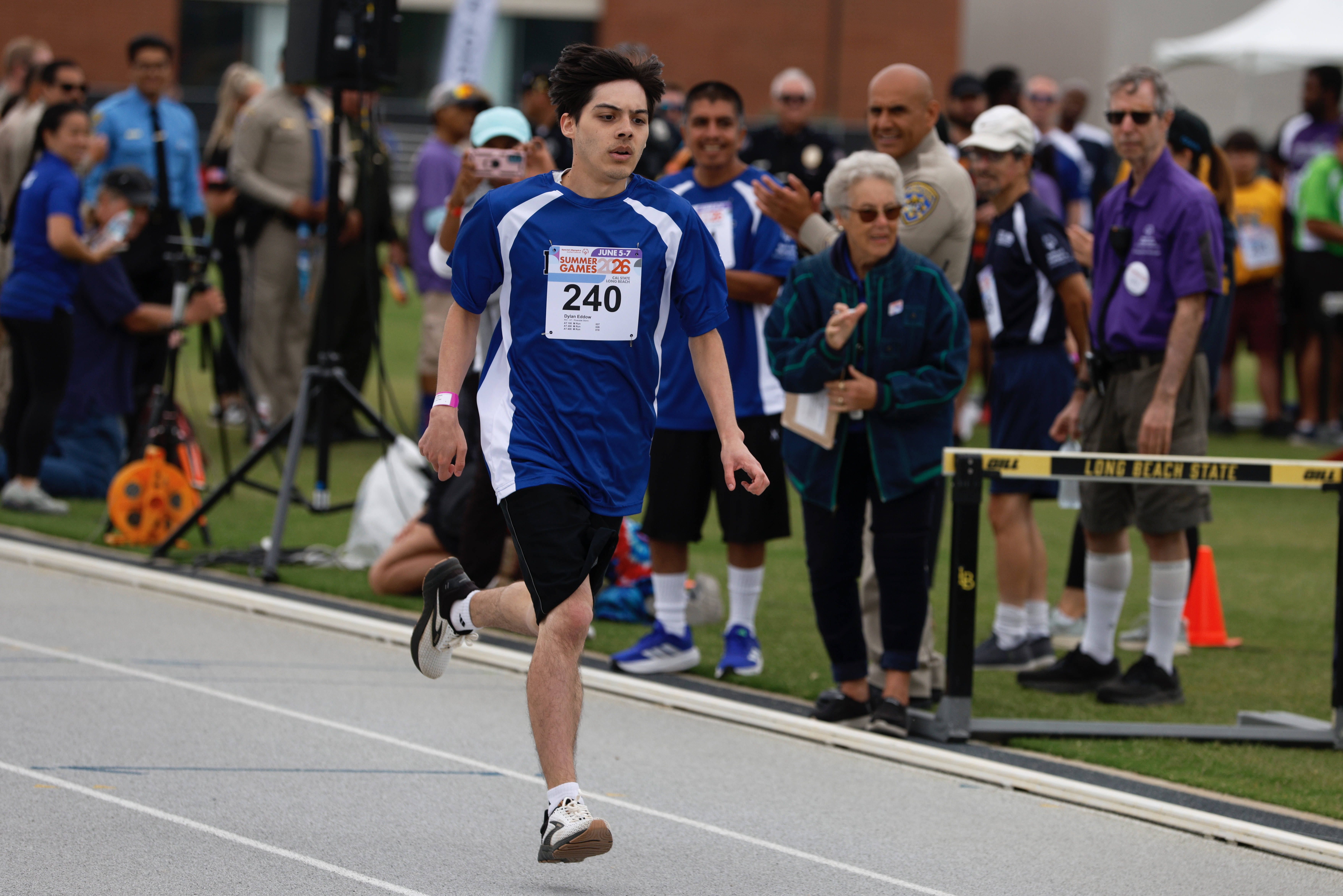 A runner nears the finish line in the 1500-meters at...