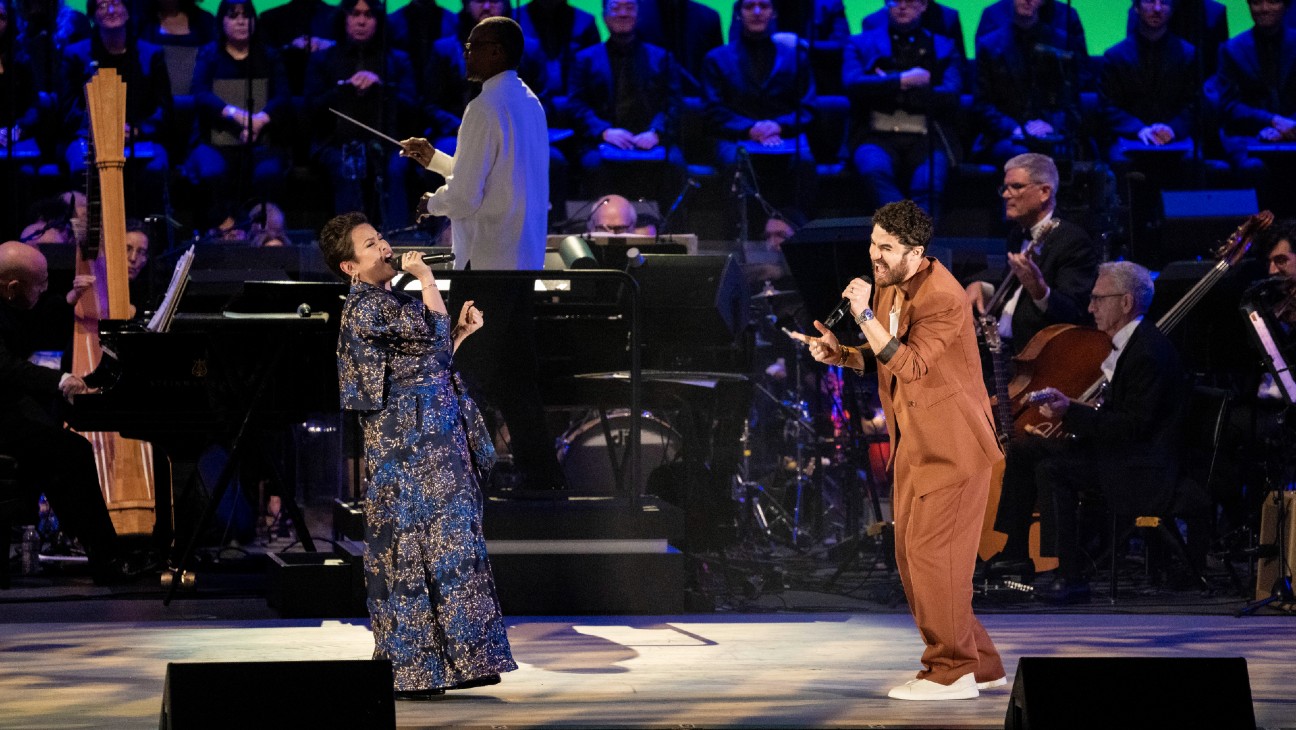 Lea Solanga and Darren Criss at the Hollywood Bowl