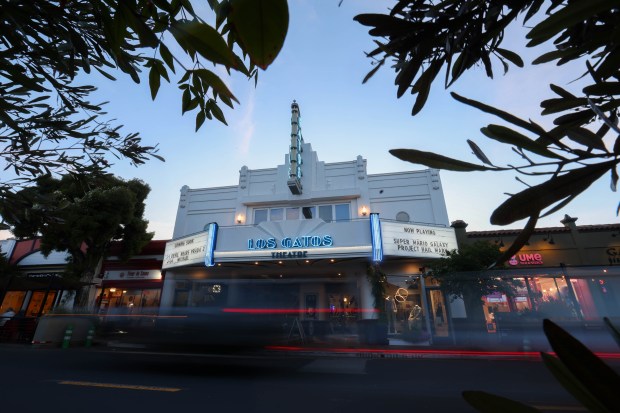 Cars drive by the CineLux Los Gatos Theatre in Los Gatos on Friday, April 17, 2026. (Shae Hammond/Bay Area News Group)