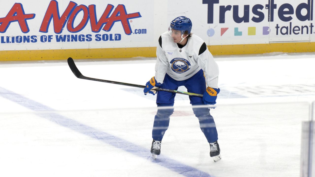 Former Buffalo Sabres defenseman Michael Kesselring at practice. (Spectrum News 1)