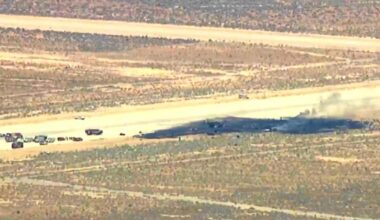 B-52 bomber crashes after takeoff at US military base in Southern California