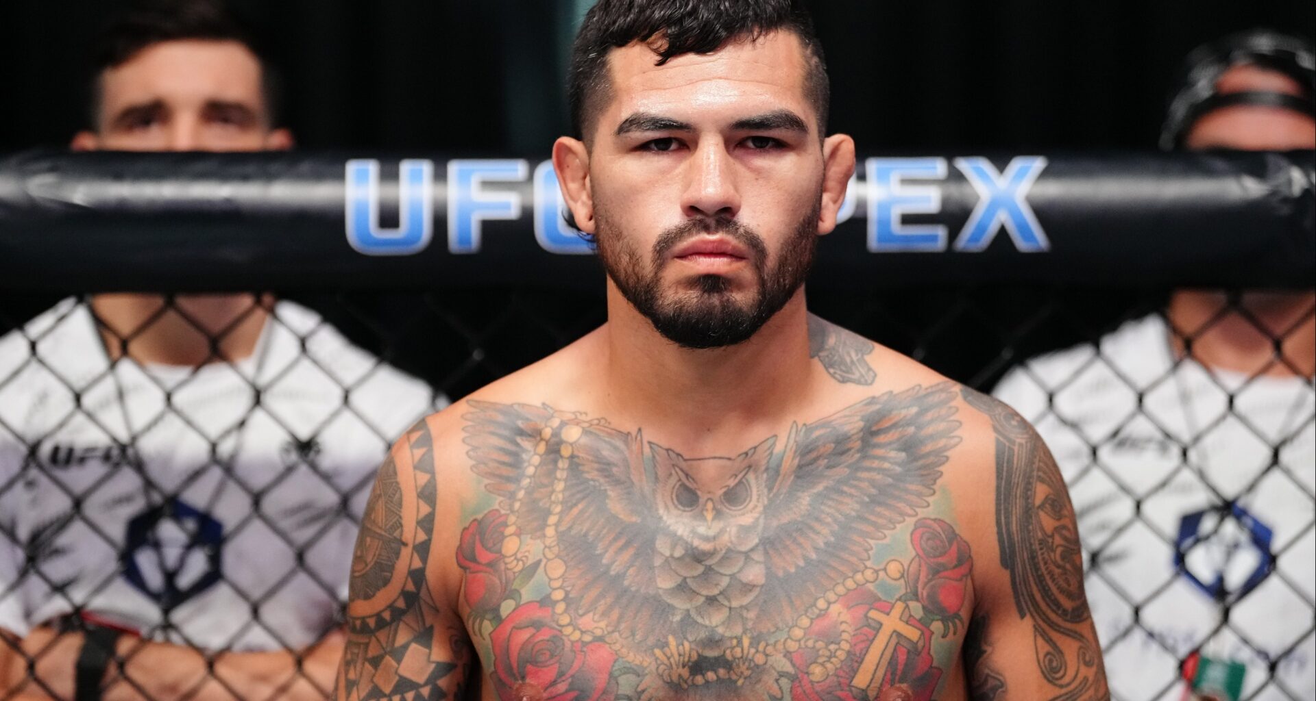 Anthony Hernandez stares down opponent Roman Dolidze in the Octagon