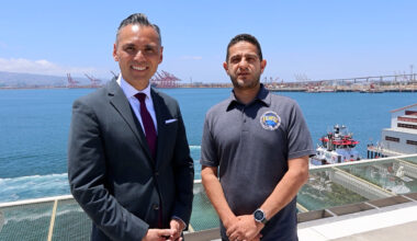 ILWU Local 13 President Mario “Moe” Medina joined Port of Long Beach CEO Dr. Noel Hacegaba to announce the impressive cargo numbers for May.