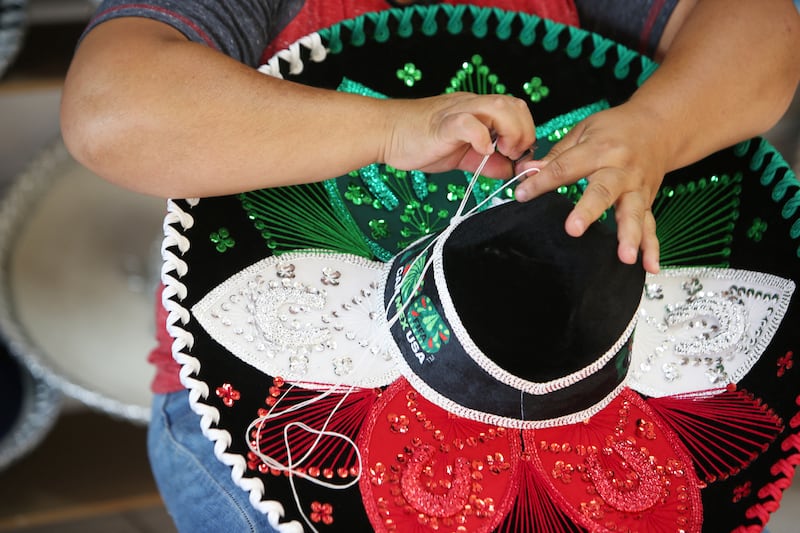 A World Cup-themed artisanal charro hat for sale in San Francisco. Photograph: Mario Armas/AFP via Getty Images