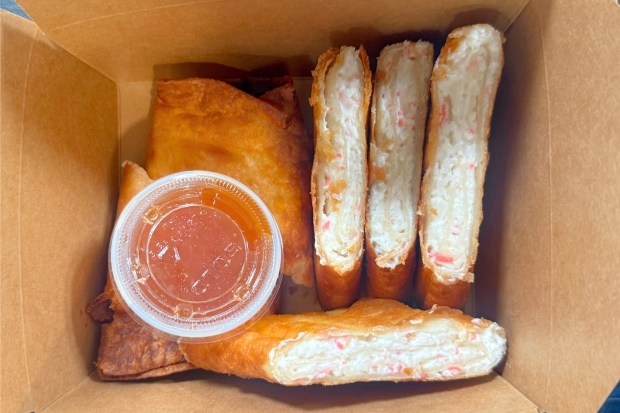 Crab Rangoon Roll from Slurp in San Diego. (Carolyn Burt, SCNG)
