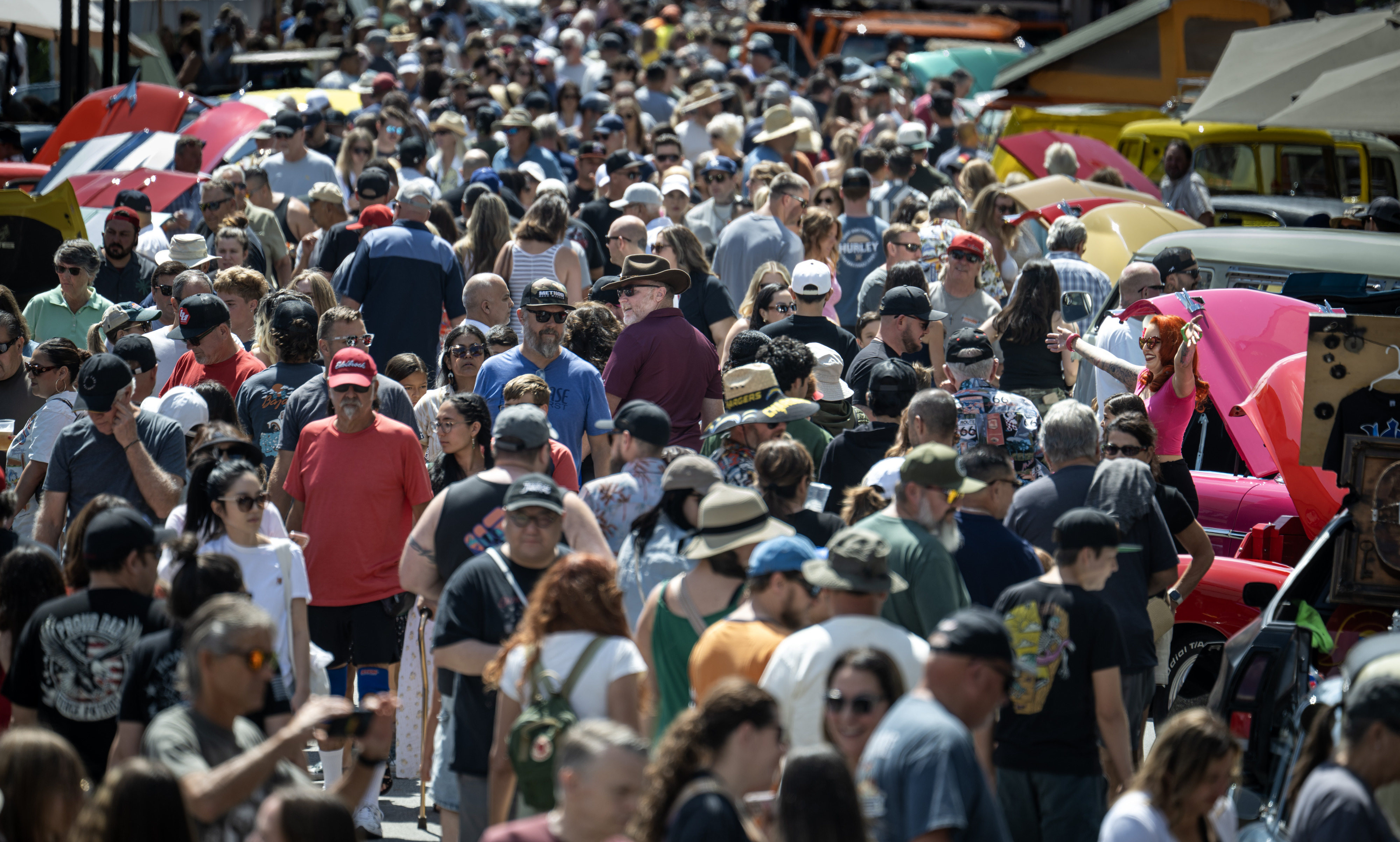 Hundreds of people pack downtown Brea to glimpse classic cars...