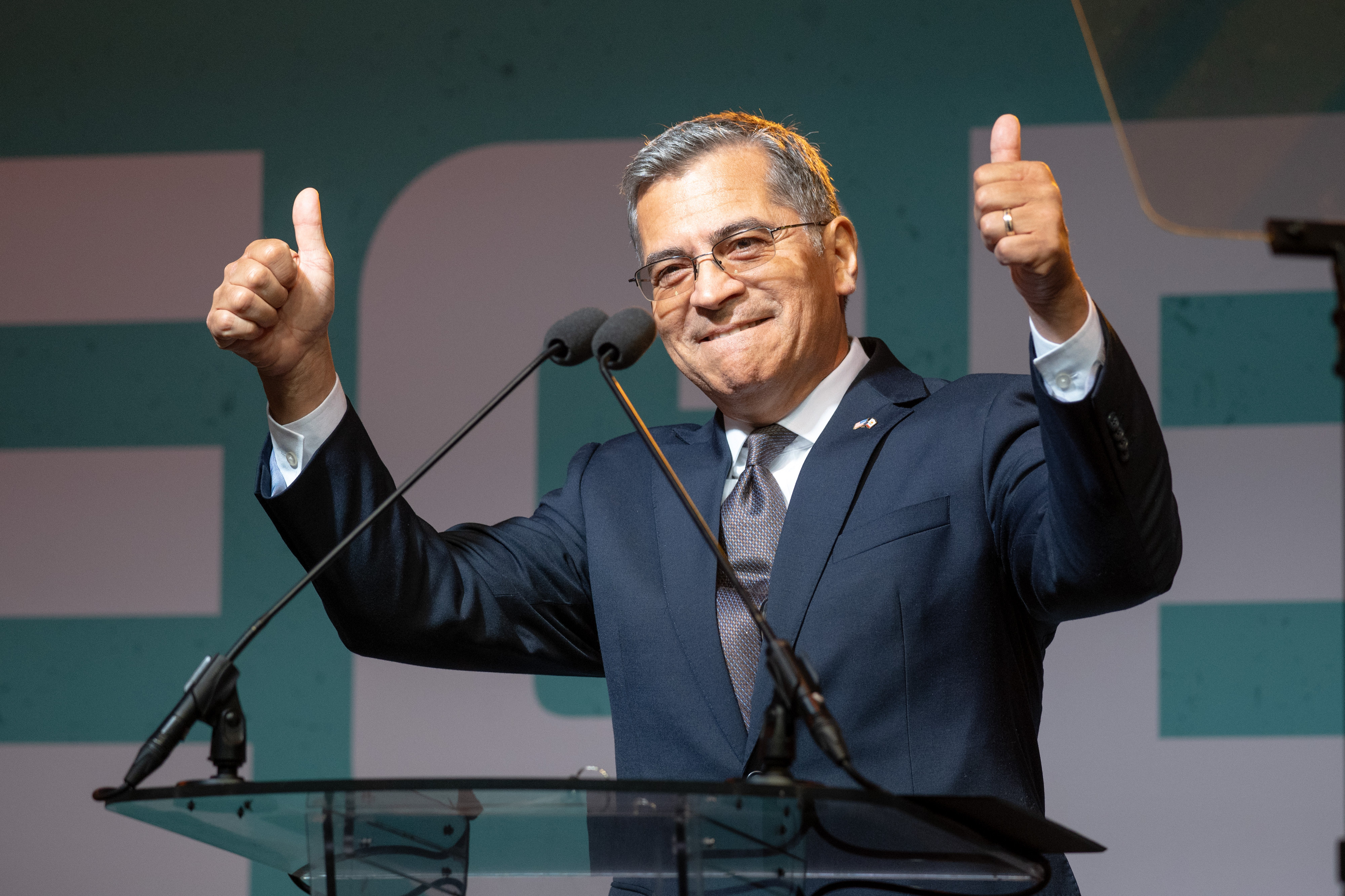 Xavier Becerra, candidate for governor, speaks to supporters on election...