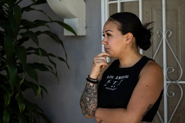 Resident Alexandra Montenegro talks about living near the GKN Aerospace property in Garden Grove on Friday, June 5, 2026. More than 50,000 people, including Montenegro, were evacuated around the plant after chemical tanks started leaking. (Photo by Paul Bersebach, Orange County Register/SCNG)
