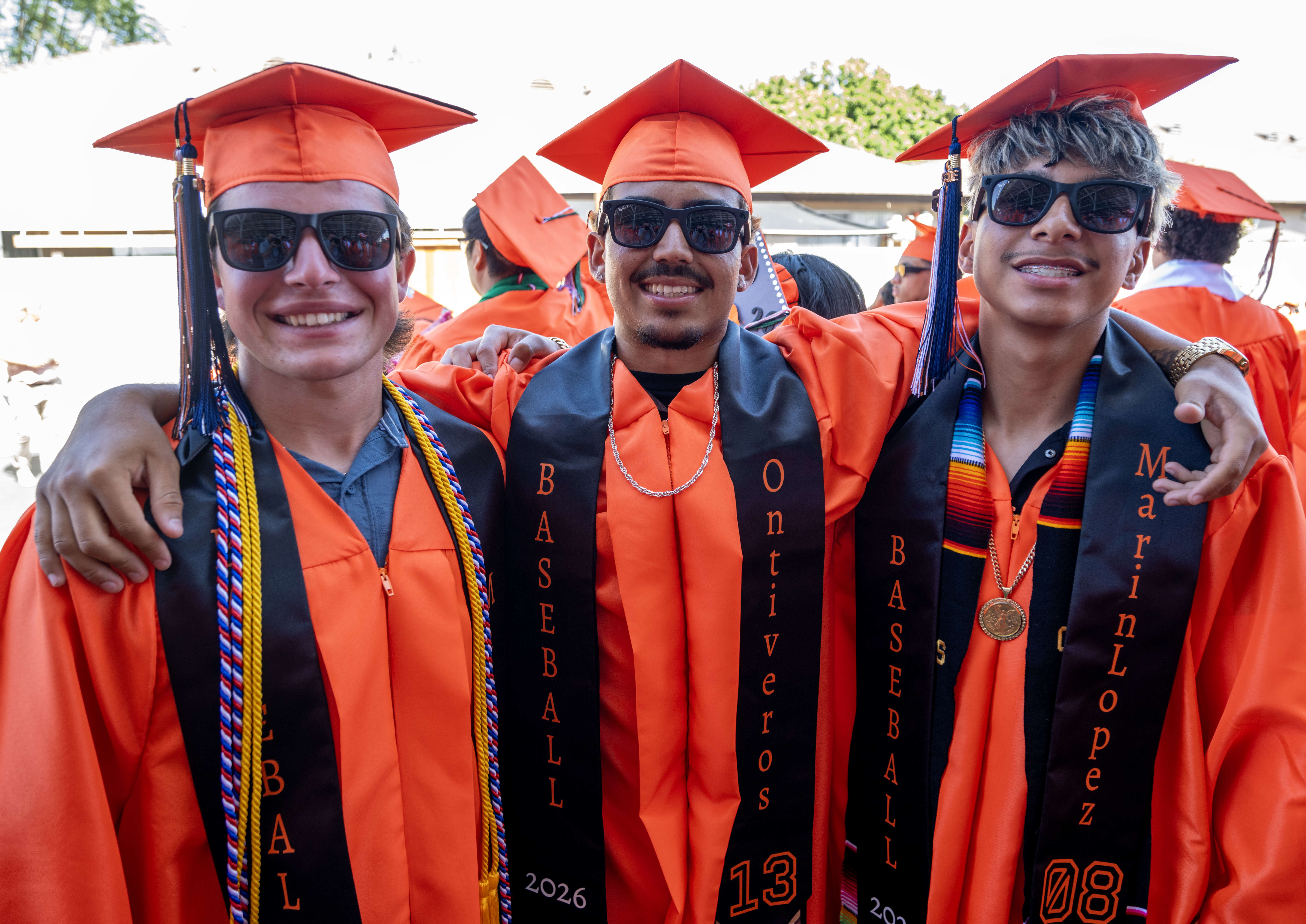 Friends Anthony Maiocco, Abraham Ontiveros and Andres Marin, from left,...