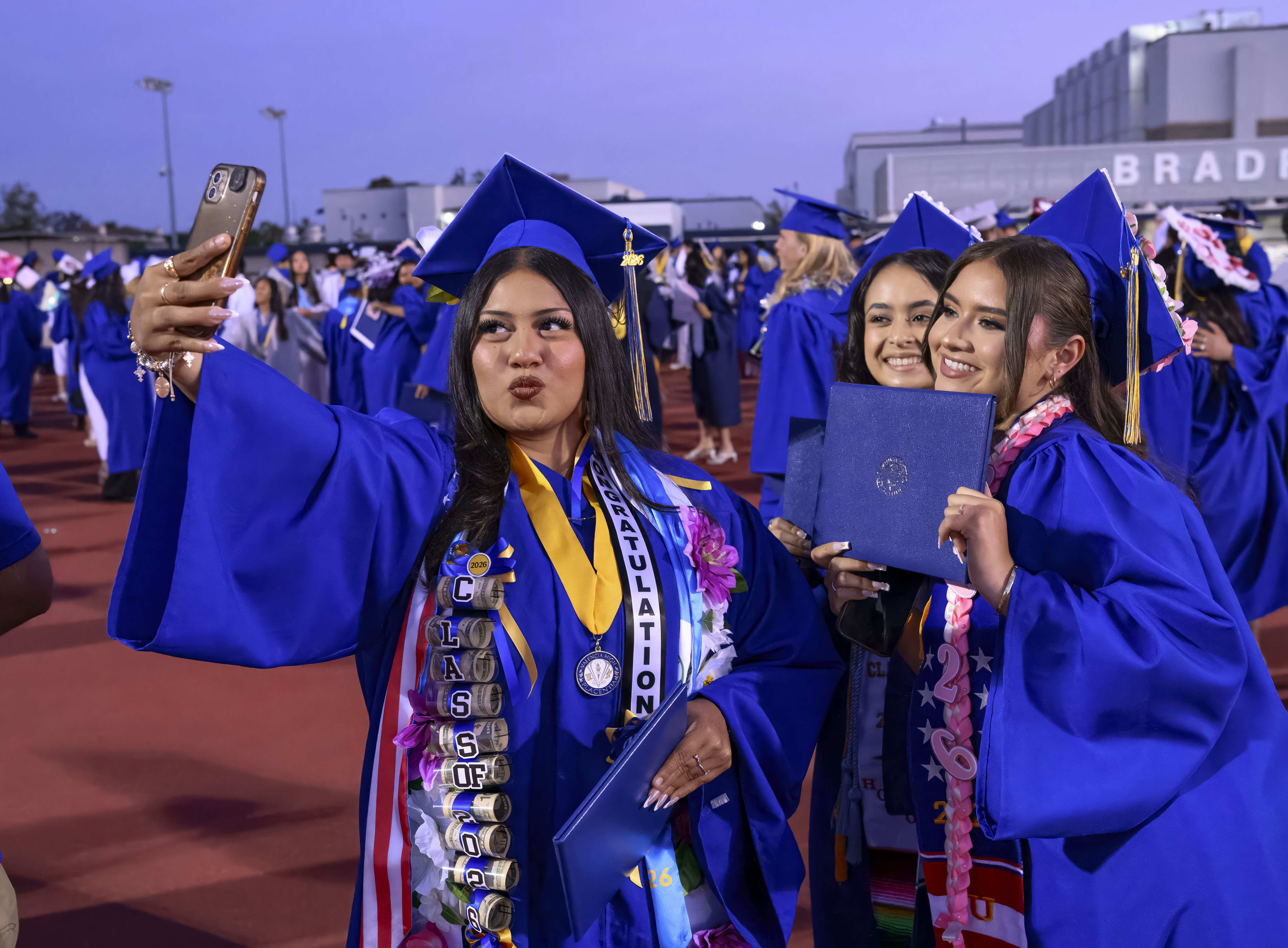 Fabiola Arauz, Isabella Conchas, and Janell Medina, from left, take...