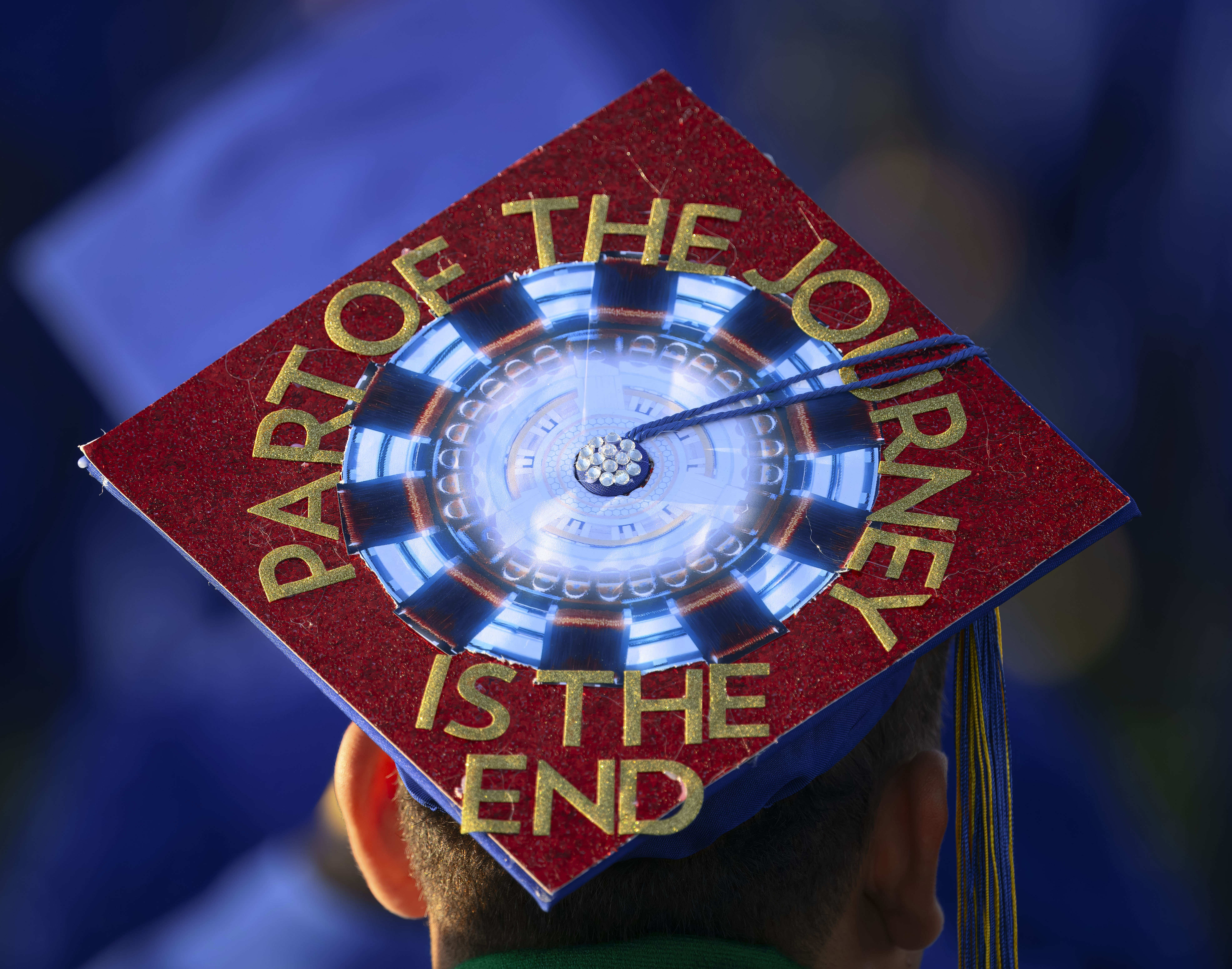 A decorated graduation cap at the Valencia High School graduation...