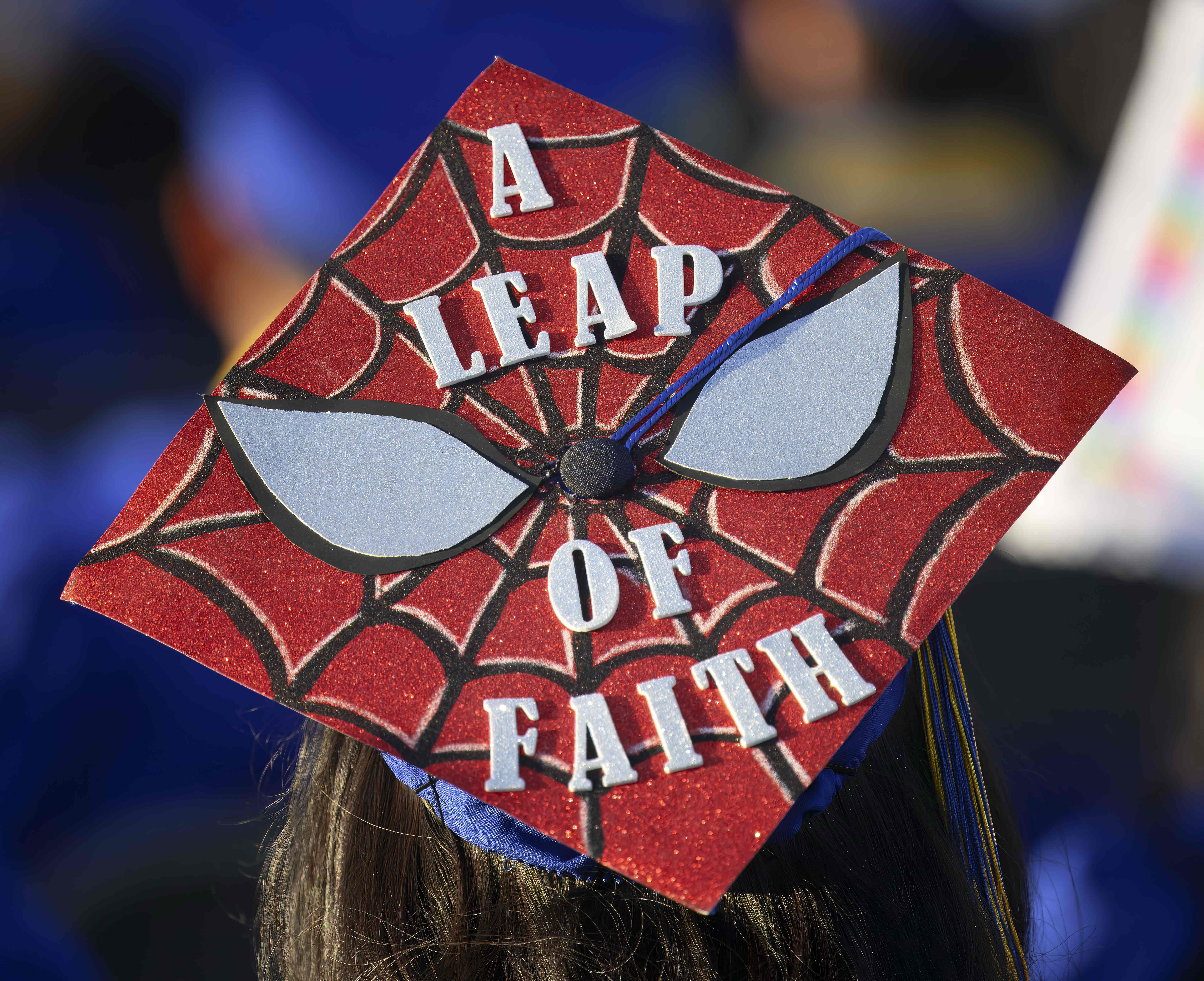 A decorated graduation cap at the Valencia High School graduation...