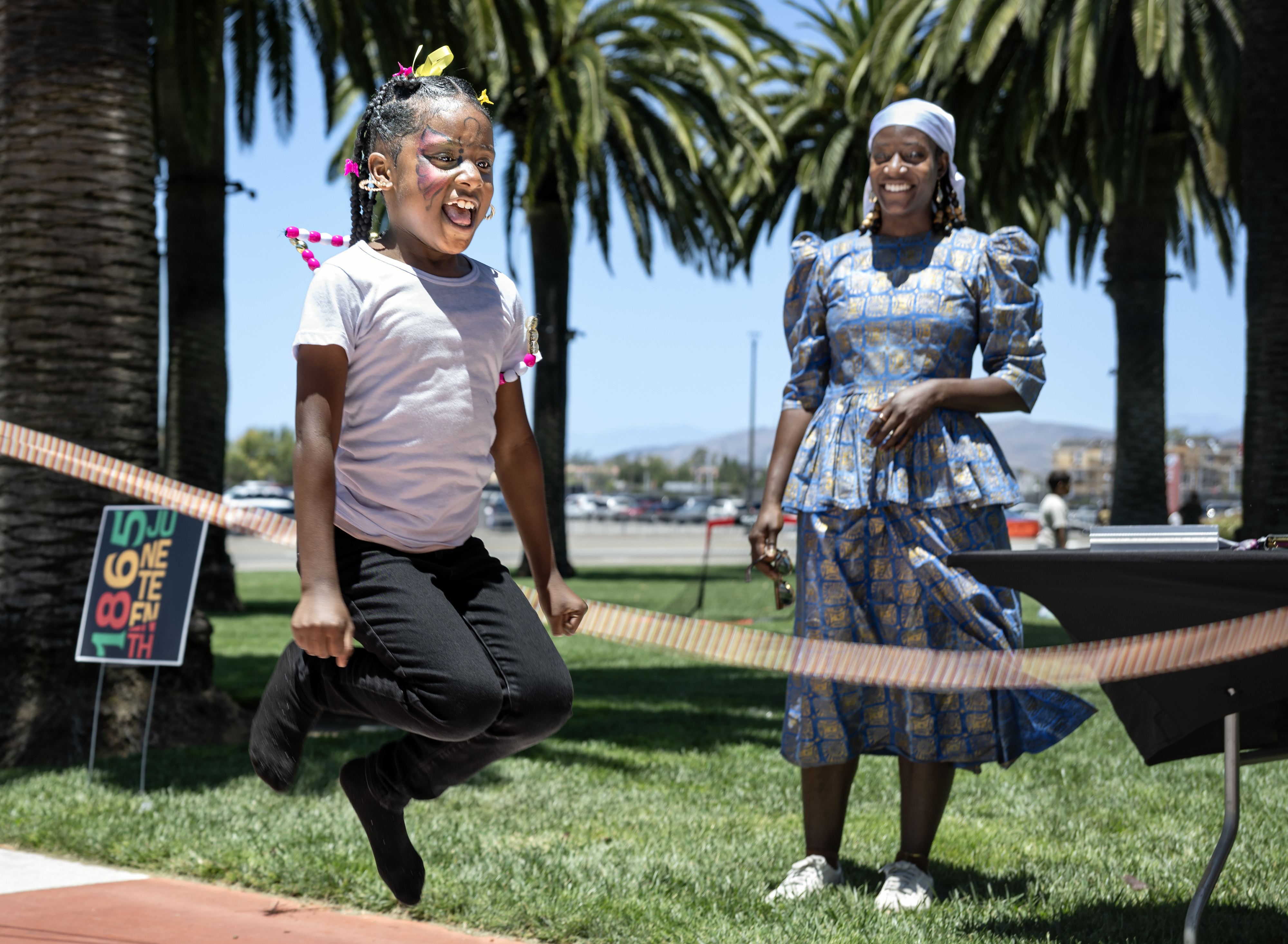 Lorena Luke, 7, does the double jump rope as Taylor...